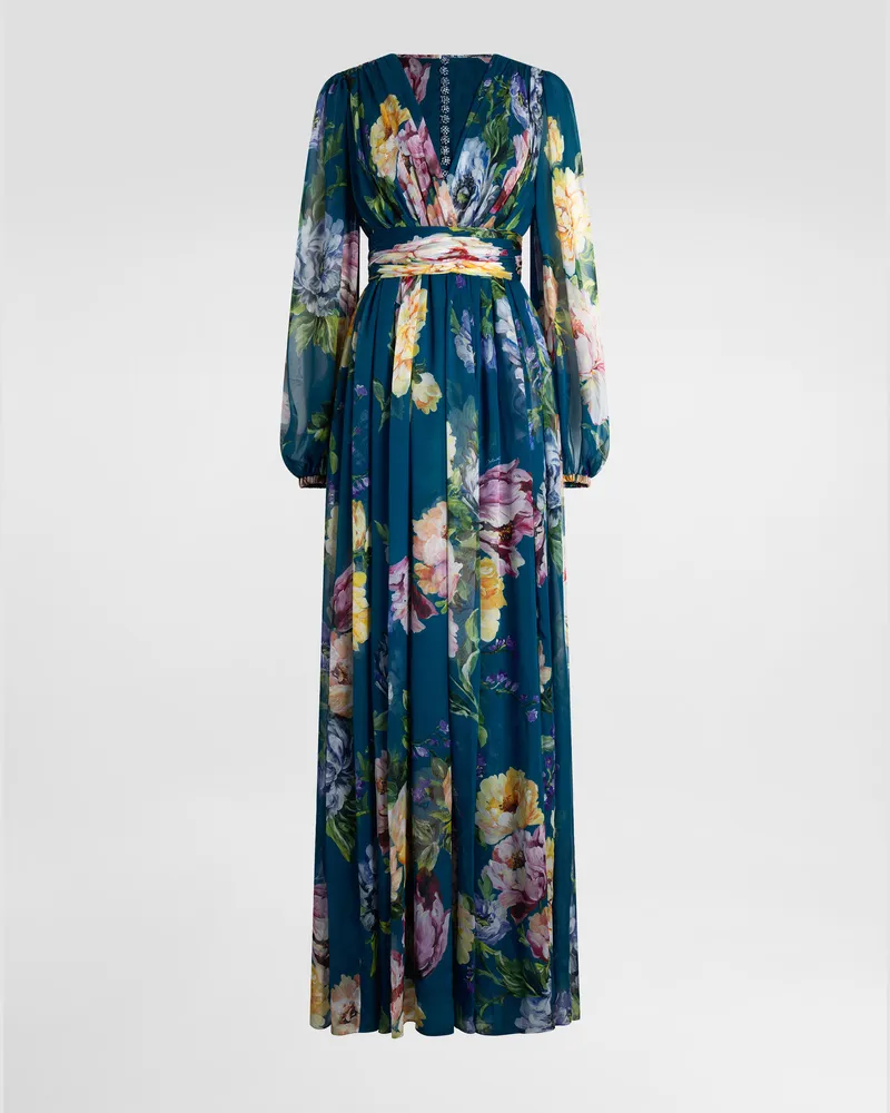 Dolce & Gabbana Peony-print Chiffon Dress - Frau Collection Mehrfarbig Mehrfarbig