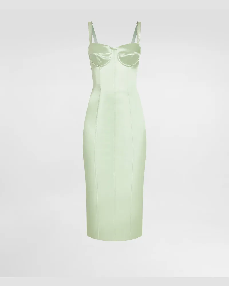 Dolce & Gabbana Stretch Satin Dress - Frau Kleider Grün Satin Grün