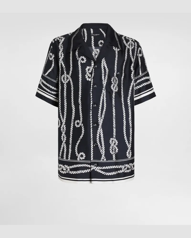 Dolce & Gabbana Hawaiihemd Aus Seidentwill Mit Marina-print - Mann Hemden Mehrfarbig Mehrfarbig