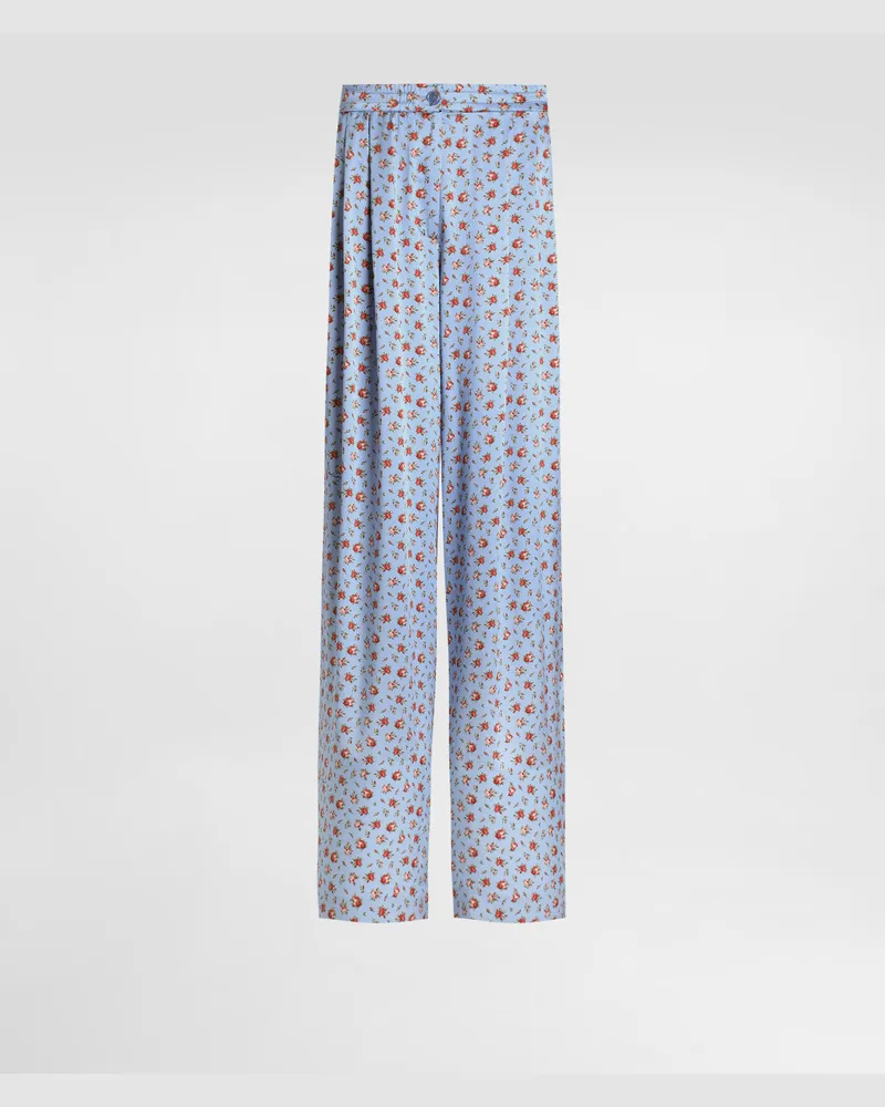 Dolce & Gabbana Small Rose-print Wide Silk Trousers - Frau Hosen Und Shorts Mehrfarbig Mehrfarbig