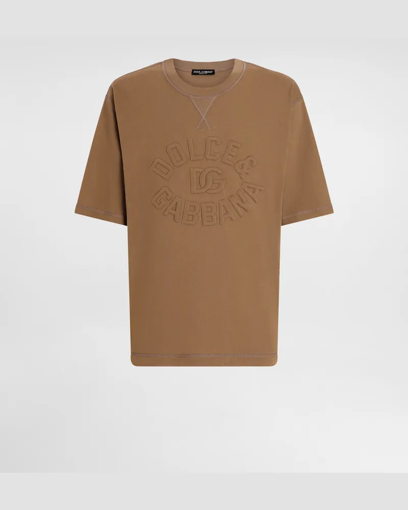Dolce & Gabbana T-shirt Aus Baumwolle Mit Logo - Mann T-shirts Und Polos Braun Braun