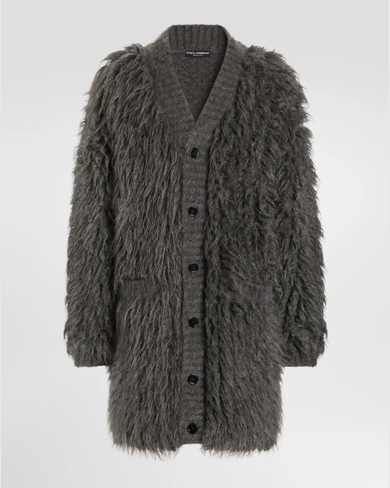 Dolce & Gabbana Cardigan Aus Mohair In Pelzoptik - Mann Strickwaren Grau Grau