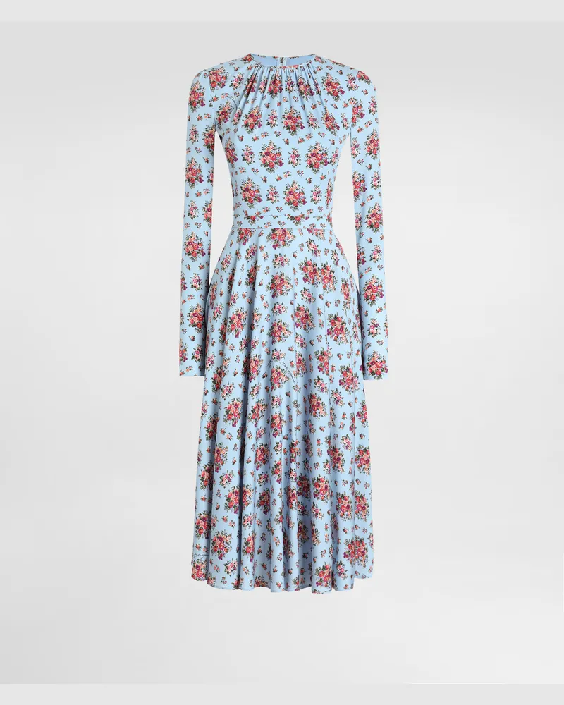 Dolce & Gabbana Small Flower Bouquets-print Long Charmeuse Dress - Frau Kleider Mehrfarbig Mehrfarbig