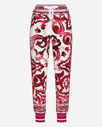 Dolce & Gabbana Jogginghose aus Cady Majolika-Print Mehrfarbig