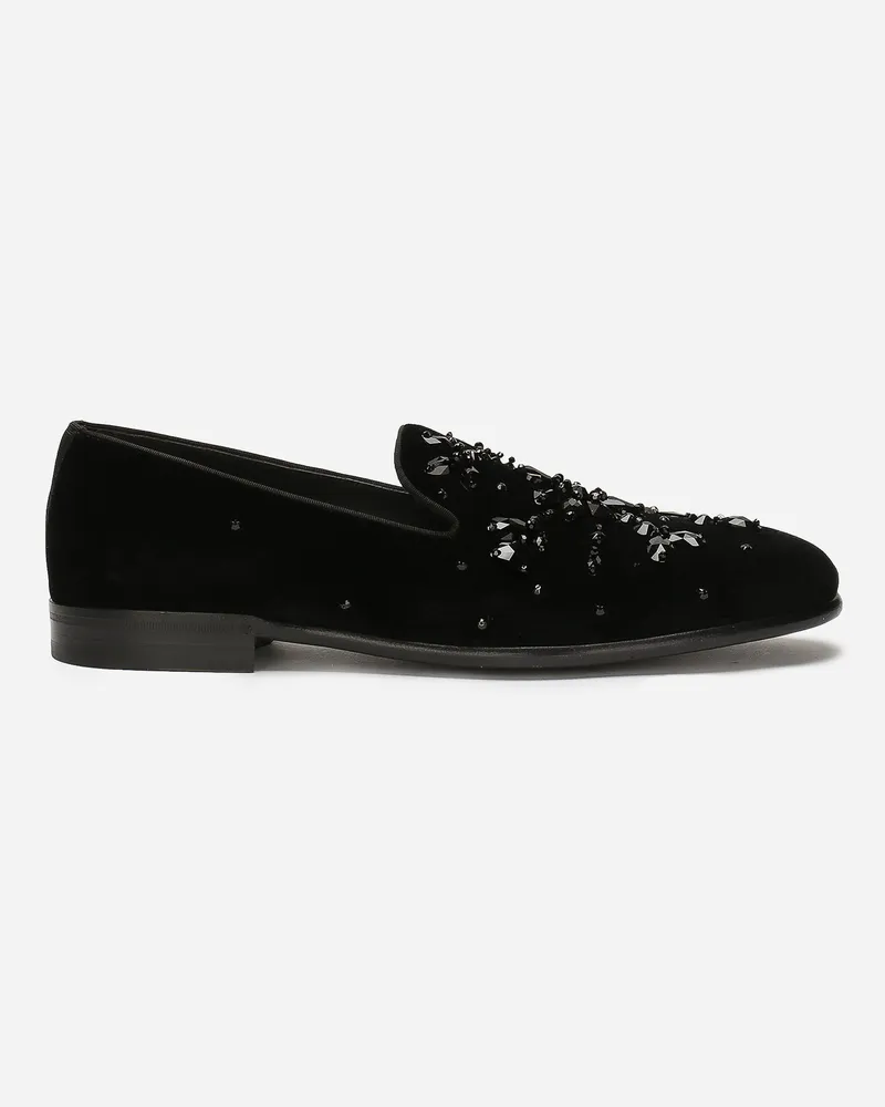 Dolce & Gabbana Slipper Aus Samt - Mann Driver Und Mokassins Schwarz Schwarz
