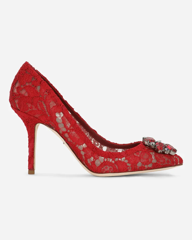 Dolce & Gabbana Lace Rainbow Pumps With Brooch Detailing - Frau Pumps Und Slingbacks Rot Spitze Rot