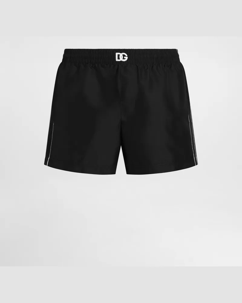 Dolce & Gabbana Bade-boxershorts Mit Logoprint - Mann Beachwear Schwarz Schwarz