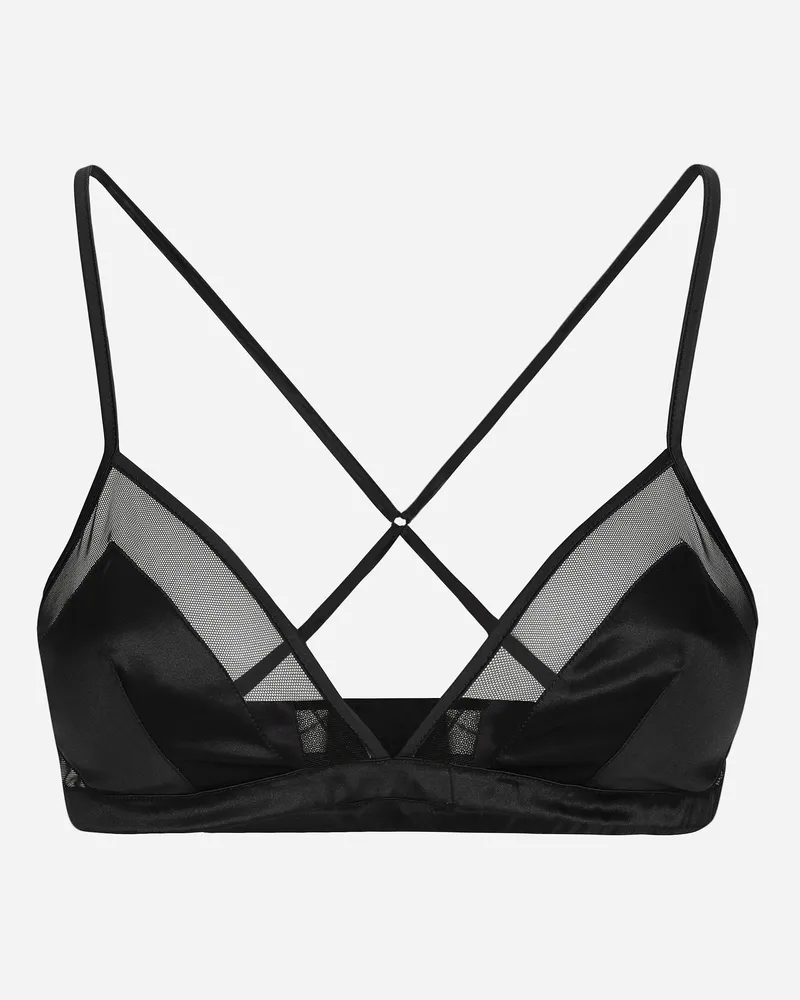 Dolce & Gabbana Soft-cup-triangel-bh Aus Satin Und Tüll - Frau Unterwäsche Schwarz Satin Black