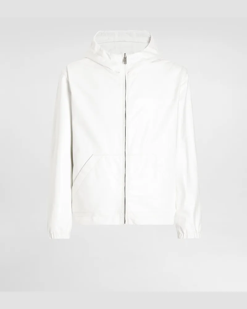 Dolce & Gabbana Jacke aus Leder und Textil mit Wendekapuze Weiss