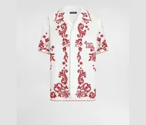 Hemd Hawaii Aus Leinen Mit Cutwork - Mann Hemden Wei