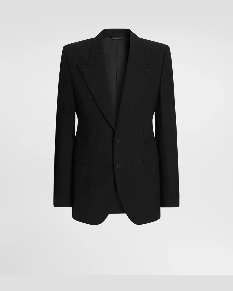 Dolce & Gabbana Sakko Sinatra Aus Gestreifter Wolle Mit Einreihiger Knopfleiste - Mann Anzüge Und Blazer Schwarz Schwarz