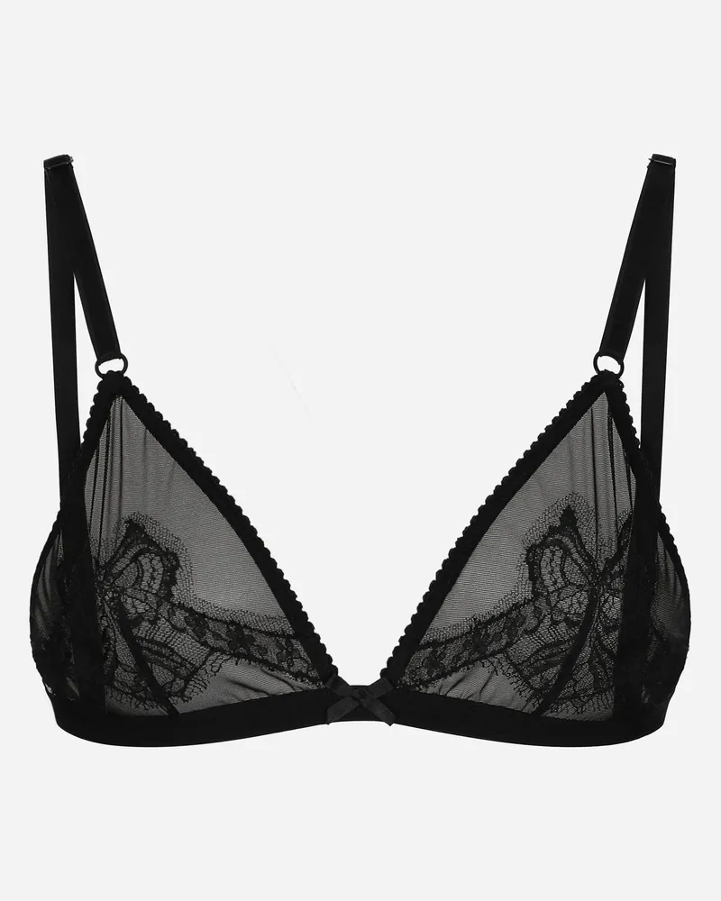 Dolce & Gabbana Soft-cup-triangel-bh Aus Spitze Und Tüll - Frau Unterwäsche Schwarz Schwarz