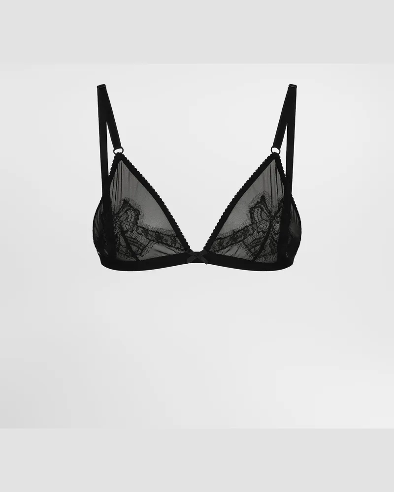Dolce & Gabbana Soft-cup-triangel-bh Aus Spitze Und Tüll - Frau Unterwäsche Schwarz Schwarz