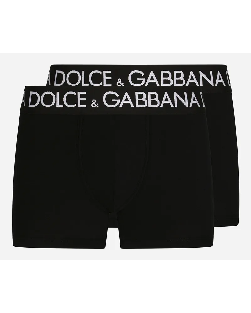 Dolce & Gabbana Two Pack Cotton Jersey Boxers Schwarz