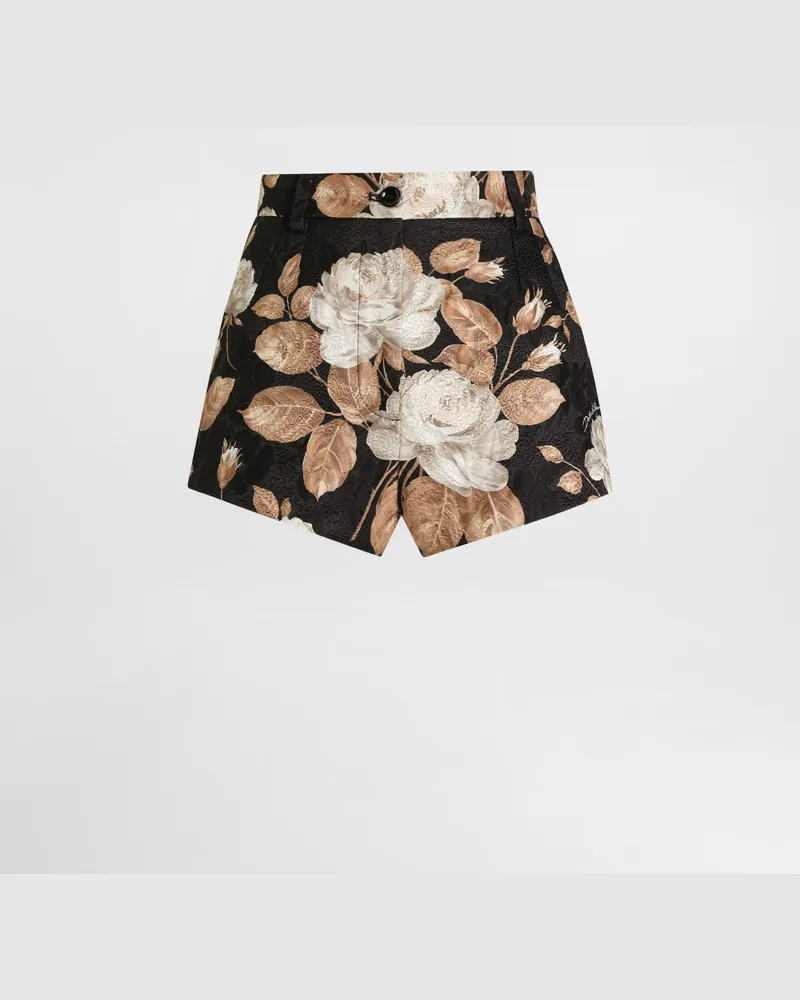 Dolce & Gabbana Brokat-shorts Mit Vintage-rosenprint - Frau Hosen Und Shorts Drucken Drucken