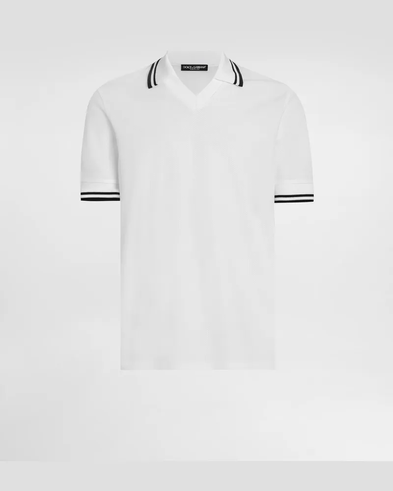 Dolce & Gabbana Piqué Polo Shirt - Mann T-shirts Und Polos Wei White