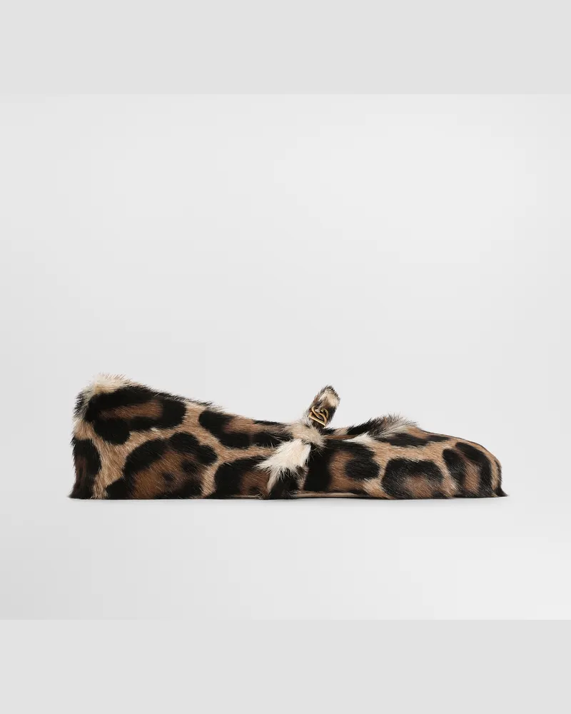 Dolce & Gabbana Ballerina - Frau Flat Braun Mehrfarbig