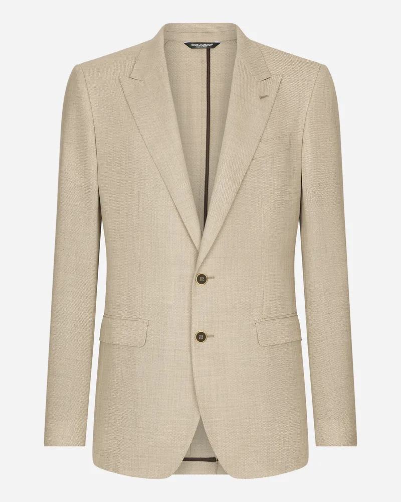 Dolce & Gabbana Einreihige Jacke Taormina Aus Wolle - Mann Anzüge Und Blazer Beige Beige