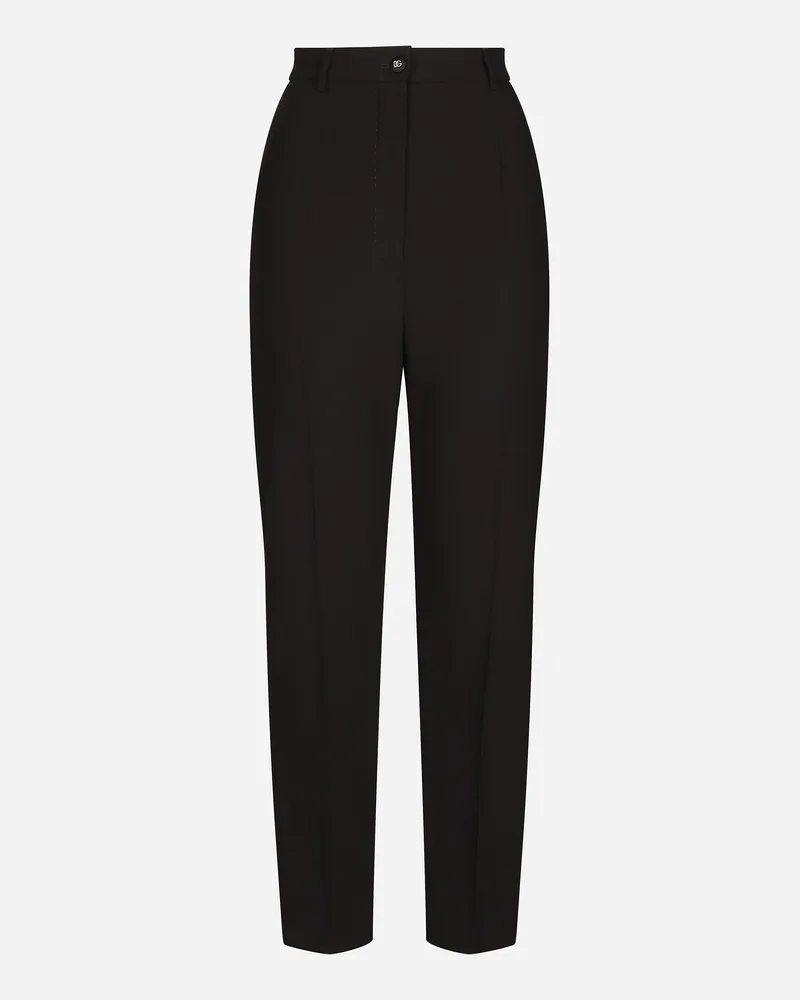 Dolce & Gabbana Wollhose Mit Kummerbund Aus Duchesse - Frau Hosen Und Shorts Schwarz Stoff Schwarz