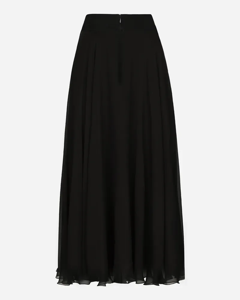 Dolce & Gabbana Longuette-tellerrock Aus Chiffon - Frau Röcke Schwarz Seide Black