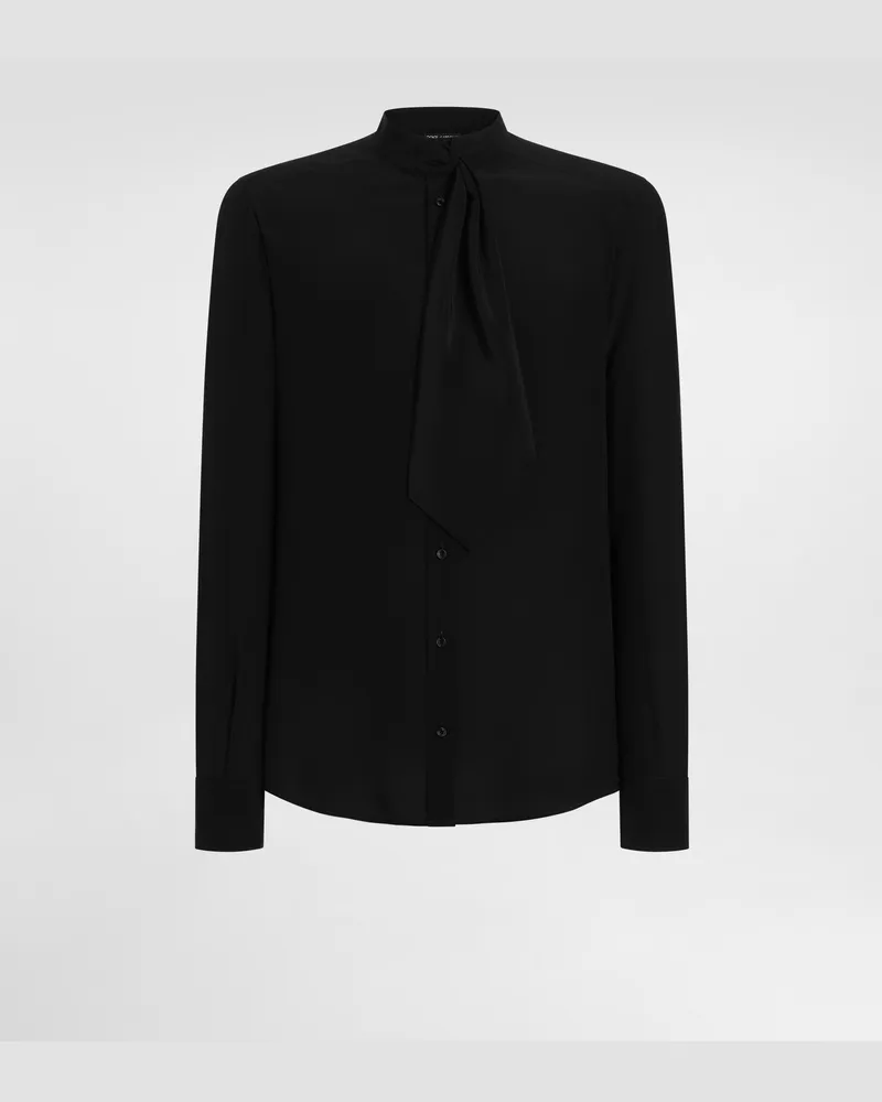 Dolce & Gabbana Crêpe De Chine Martini Shirt - Mann Collection Schwarz 