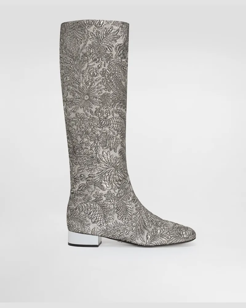 Dolce & Gabbana Brocade Boots - Frau Collection Silber Silver
