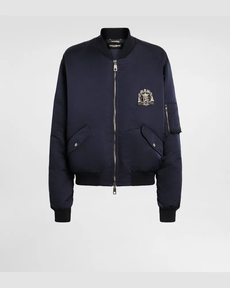 Dolce & Gabbana Duchesse Padded Bomber Jacket - Mann Mäntel Und Jacken Blau Blue