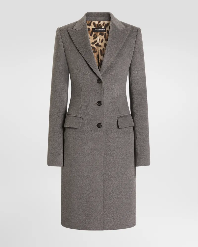 Dolce & Gabbana Mantel Dolce Aus Wolle Mit Einreihiger Knopfleiste - Frau Mäntel Und Jacken Grau Grey