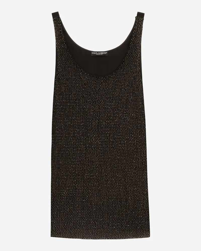 Dolce & Gabbana Tanktop Aus Bestickter Seide - Mann T-shirts Und Polos Mehrfarbig Mehrfarbig