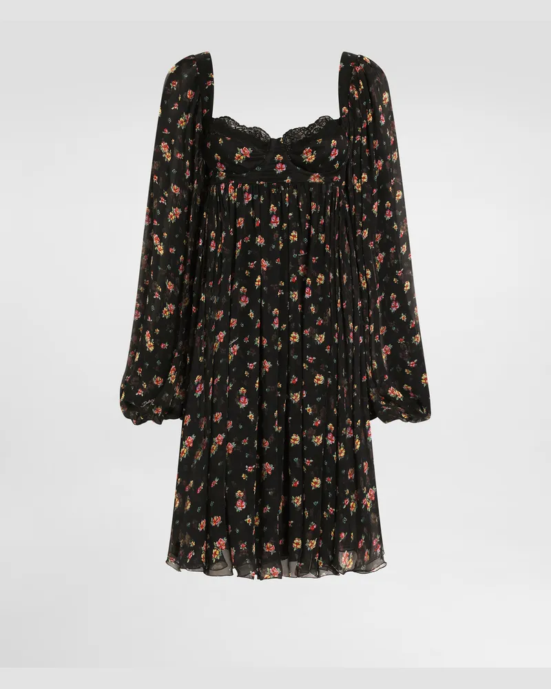 Dolce & Gabbana Kleid Aus Chiffon Mit Blümchen-print - Frau Kleider Mehrfarbig Mehrfarbig