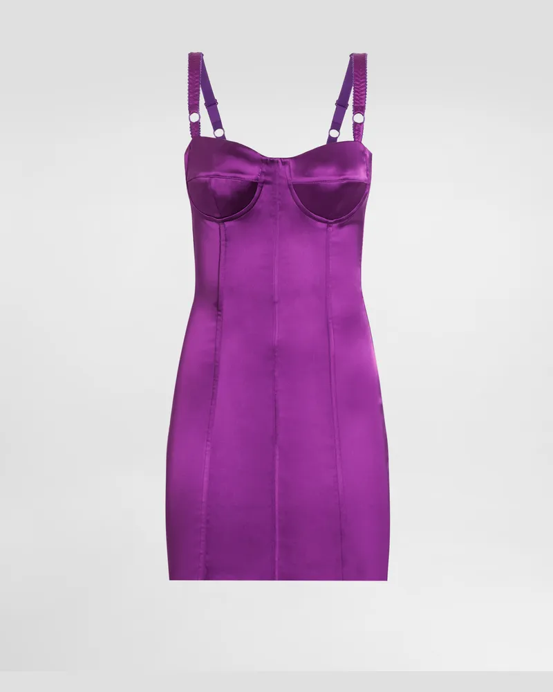 Dolce & Gabbana Kleid Aus Satin - Frau Kleider Violett Satin Violett