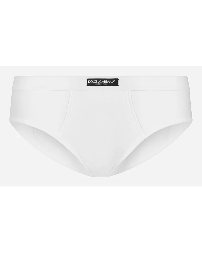 Dolce & Gabbana Two-way stretch jersey Brando briefs with logo label Weiss