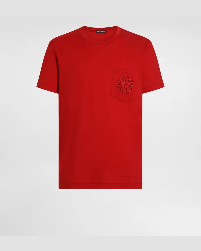 Dolce & Gabbana T-shirt Aus Baumwolle Mit Logo-stickerei - Mann T-shirts Und Polos Rot Red
