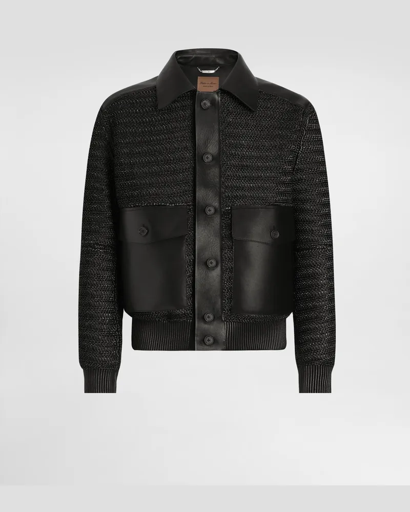 Dolce & Gabbana Netzjacke Aus Bast Und Leder - Mann Mäntel Und Jacken Schwarz Schwarz