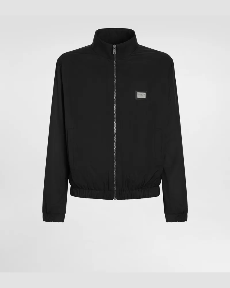 Dolce & Gabbana Jacke Aus Leichtem Nylon Mit Logoplakette - Mann Mäntel Und Jacken Schwarz Stoff Schwarz