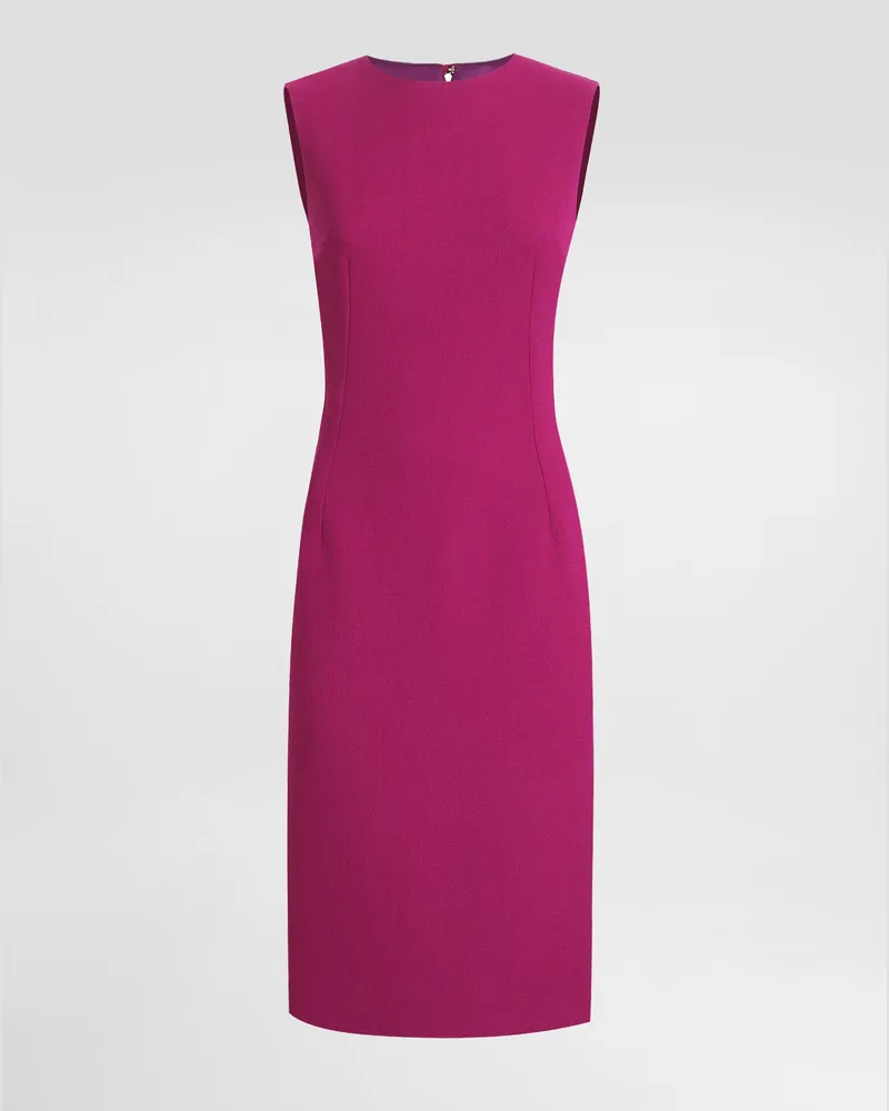 Dolce & Gabbana Longuette-schlauchkleid Aus Wollkrepp - Frau Kleider Rot Mehrfarbig