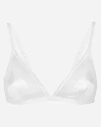 Dolce & Gabbana Triangel-BH aus Satin mit Spitze Weiss