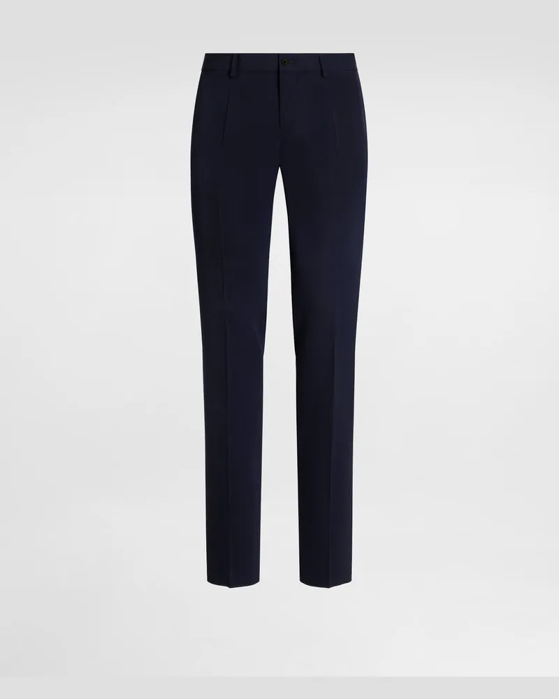 Dolce & Gabbana Bi-stretch Wool Canvas Trousers - Mann Hosen Und Shorts Blau Wolle Blue
