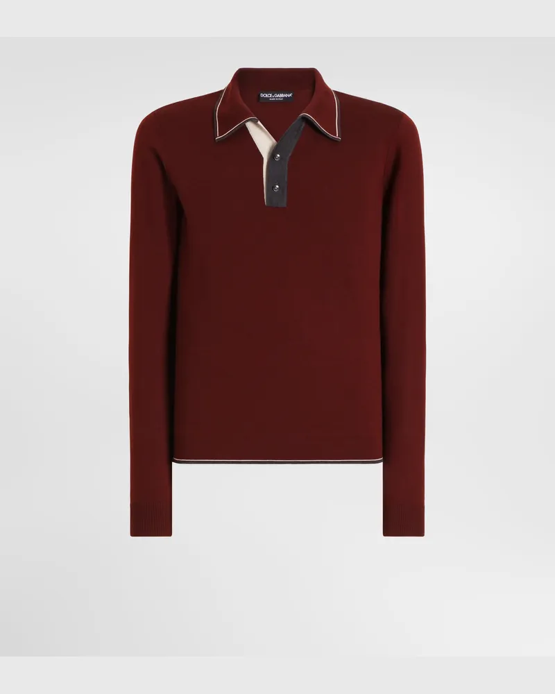 Dolce & Gabbana Poloshirt Aus Wolle - Mann Strickwaren Bordeaux Wolle Burgunderrot