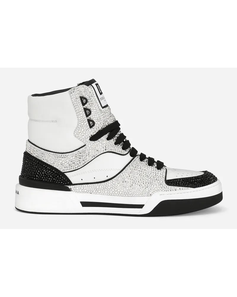 Dolce & Gabbana High-Top-Sneaker New Roma aus Kalbsleder mit Thermostrass Mehrfarbig