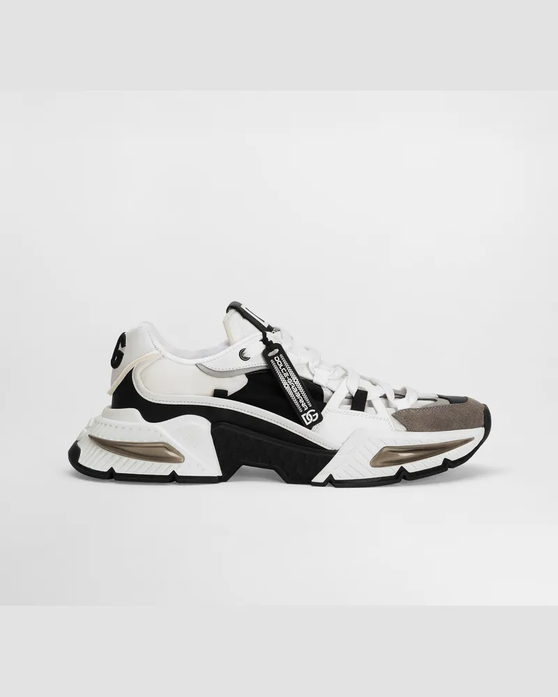 Dolce & Gabbana Airmaster Sneaker Aus Materialmix - Mann Sneakers Schwarz Stoff Mehrfarbig