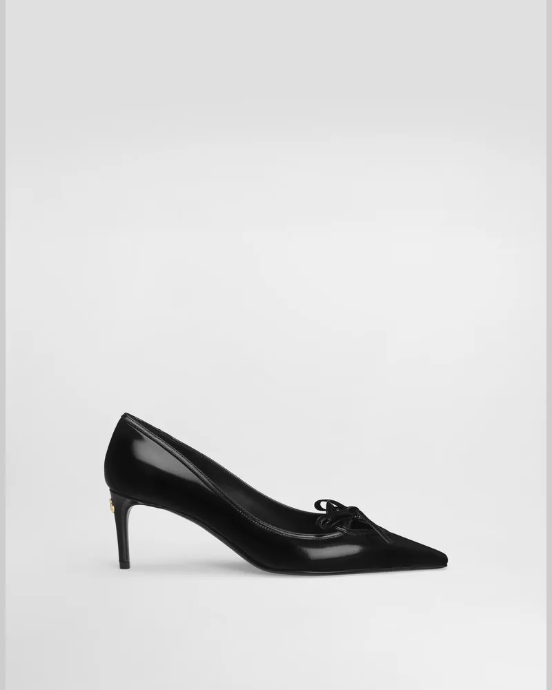 Dolce & Gabbana Pumps Aus Glänzendem Kalbsleder - Frau Pumps Und Slingbacks Schwarz Leder Schwarz