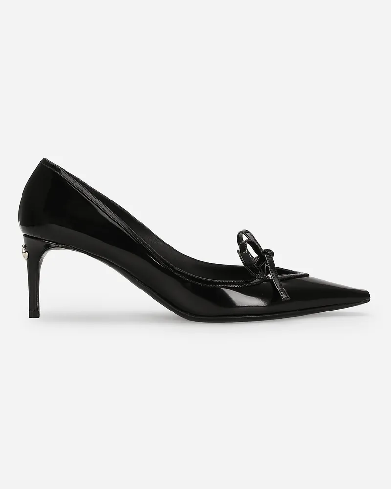 Dolce & Gabbana Pumps Aus Glänzendem Kalbsleder - Frau Pumps Und Slingbacks Schwarz Leder Schwarz