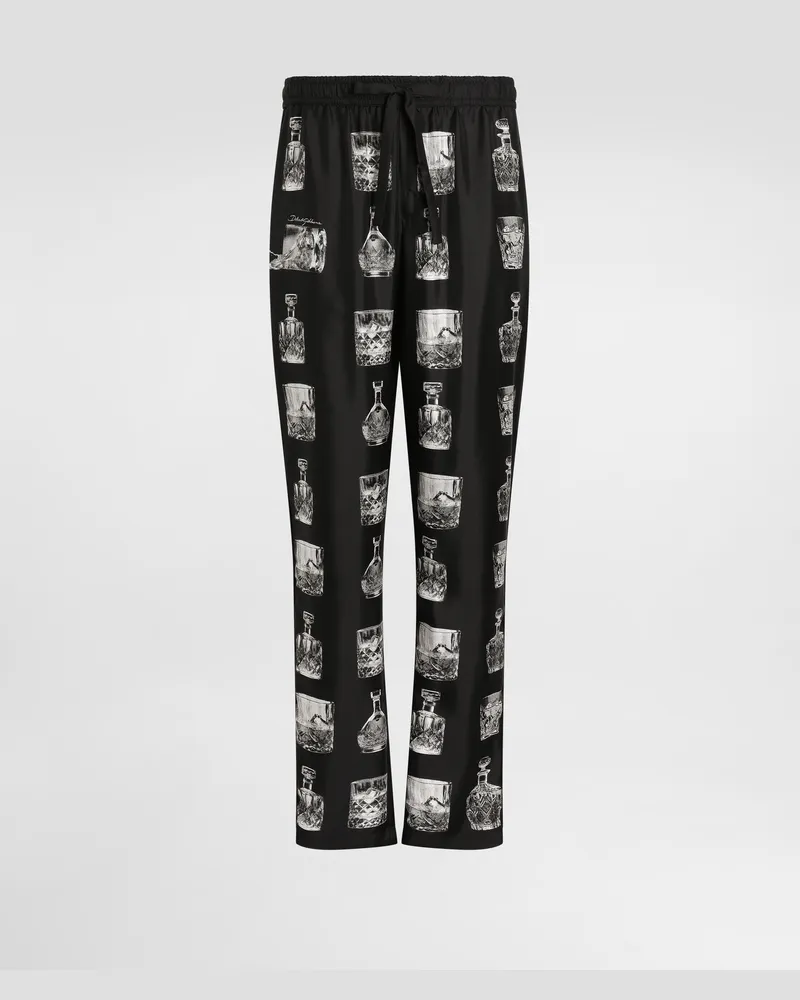 Dolce & Gabbana Pyjamahose Aus Seide Whisky-print - Mann Hosen Und Shorts Drucken Drucken