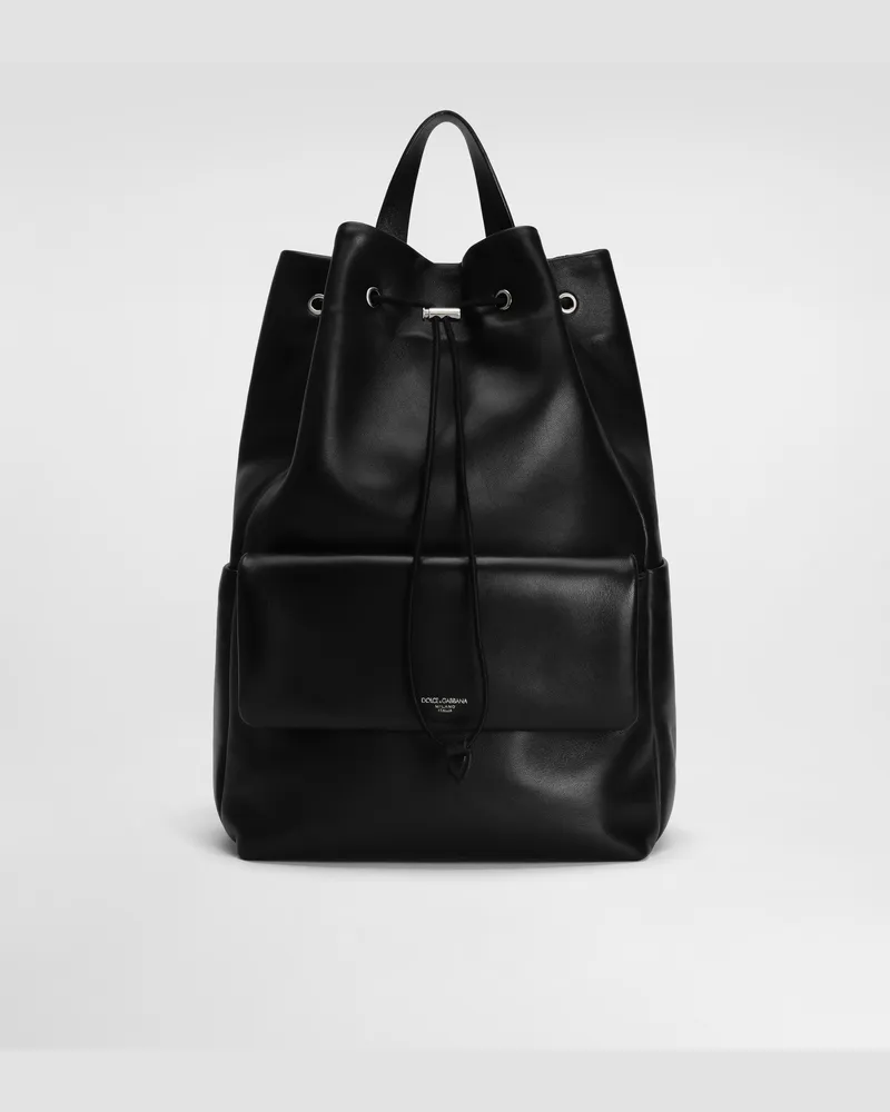 Dolce & Gabbana Rucksack Aus Kalbsnappaleder - Mann Rucksäcke Und Bauchtaschen Schwarz Leder Schwarz