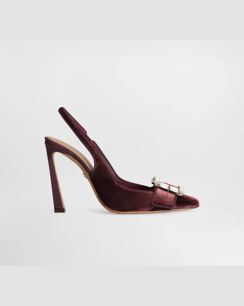 Dolce & Gabbana Slingback Aus Samt Mit Schmuckschnalle - Frau Pumps Und Slingbacks Burgunderrot Burgunderrot