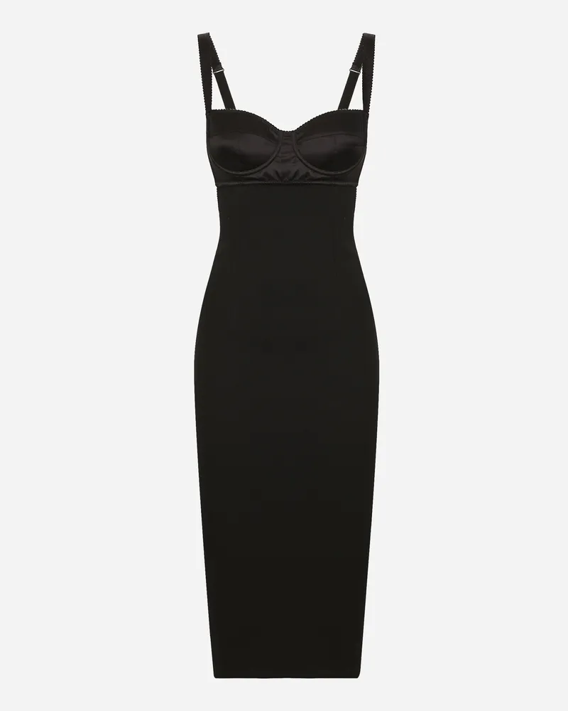 Dolce & Gabbana Longuette-kleid Aus Jersey Mit Bustier-top In Bh-optik - Frau Kleider Schwarz Viskose Schwarz