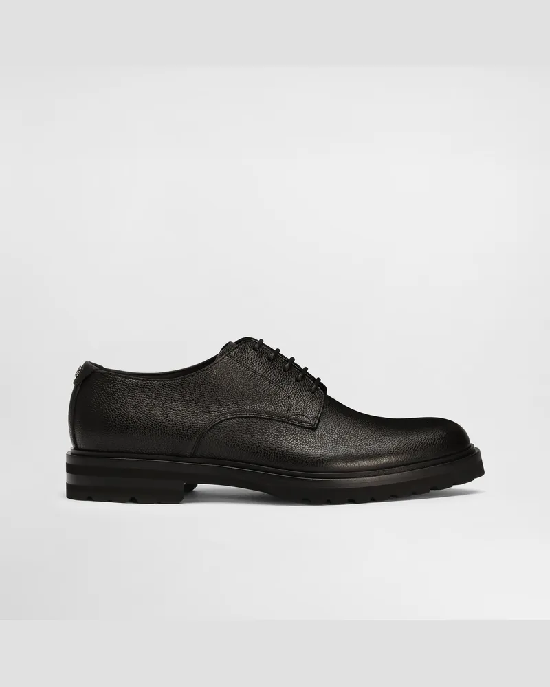 Dolce & Gabbana Derby Aus Genarbtem Kalbsleder - Mann Schnürschuhe Schwarz Schwarz
