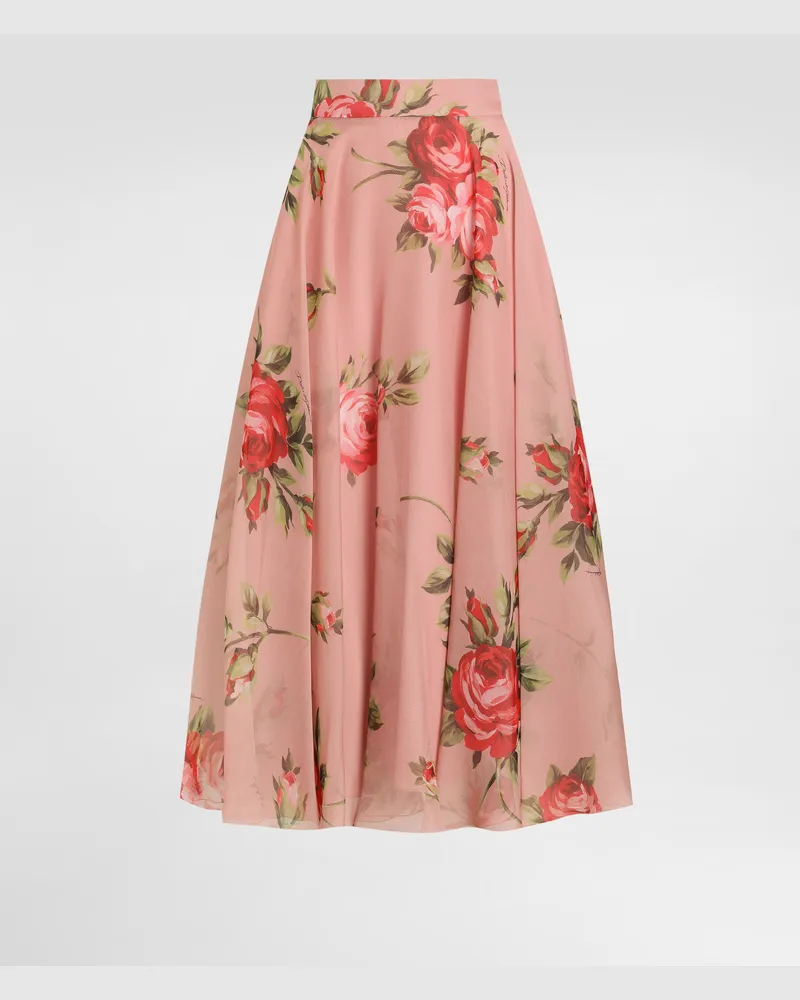 Dolce & Gabbana Rose Bouquet-print Chiffon Circle Skirt - Frau Röcke Mehrfarbig Mehrfarbig