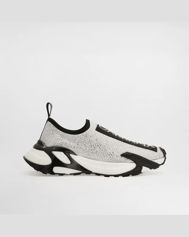 Dolce & Gabbana Sneaker Fast Mit Thermostrass - Mann Sneakers Schwarz Stoff Weiss